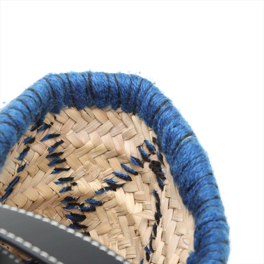 Loewe Basket Medium Raffia Tote Bag Beige x Blue