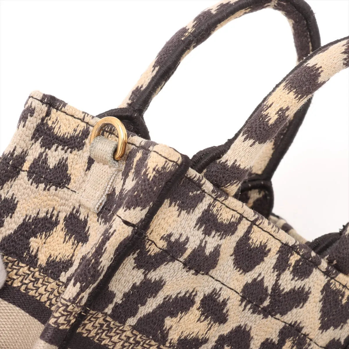 Christian Dior Leopard Vertical Book Tote Canvas Two-Way Handbag