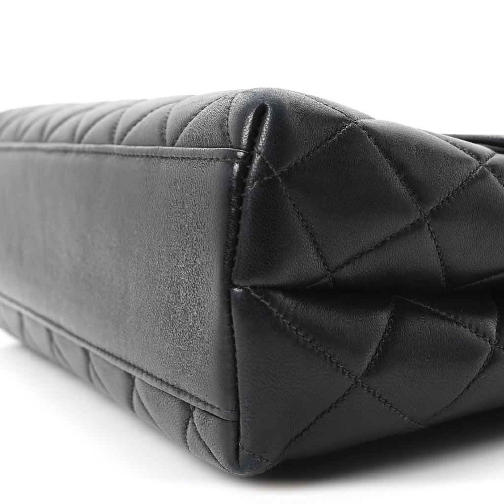 Lambskin Quilted Medium Kelly Flap Bag Black