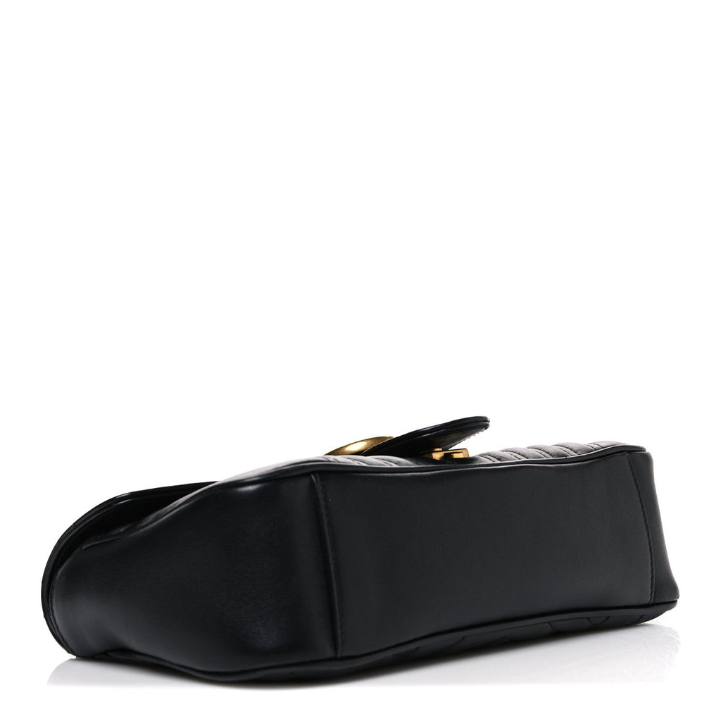 Calfskin Matelasse Small GG Marmont Shoulder Bag Black