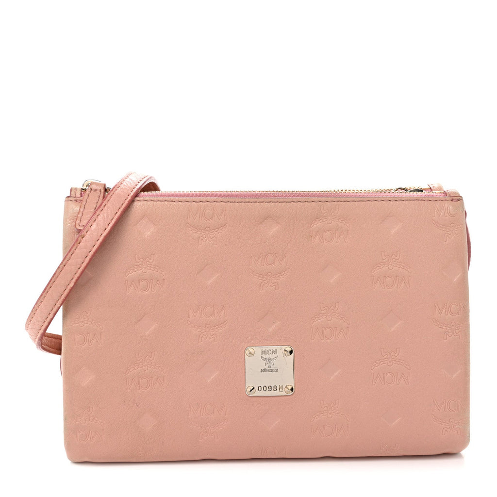 Calfskin Ottomar Monogram Small Crossbody Zip Messenger Pouch Pink Blush