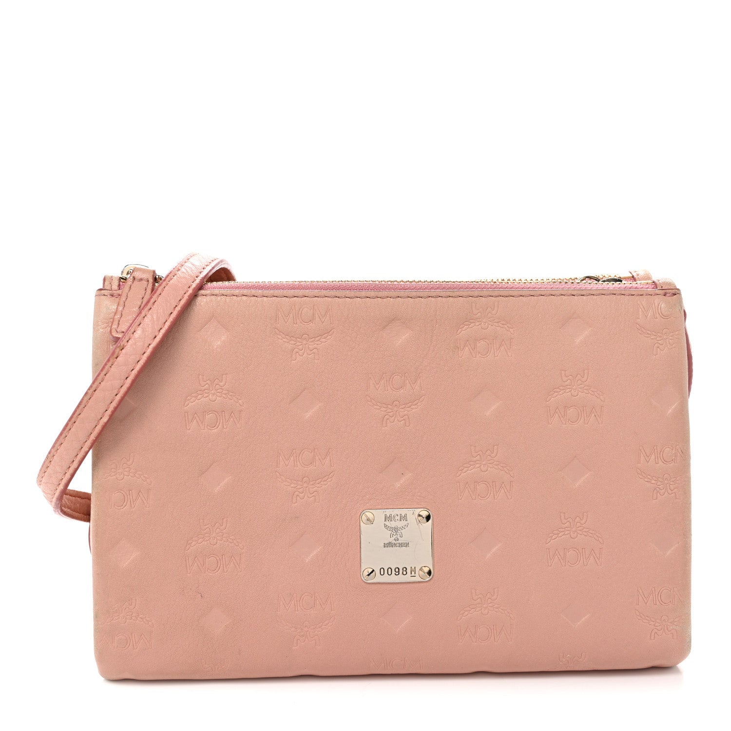 Calfskin Ottomar Monogram Small Crossbody Zip Messenger Pouch Pink Blush