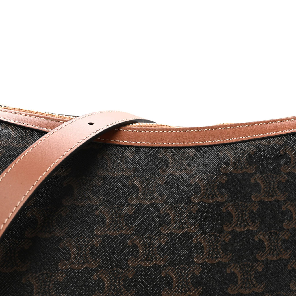 Calfskin Triomphe Canvas Heloise Shoulder Bag Tan