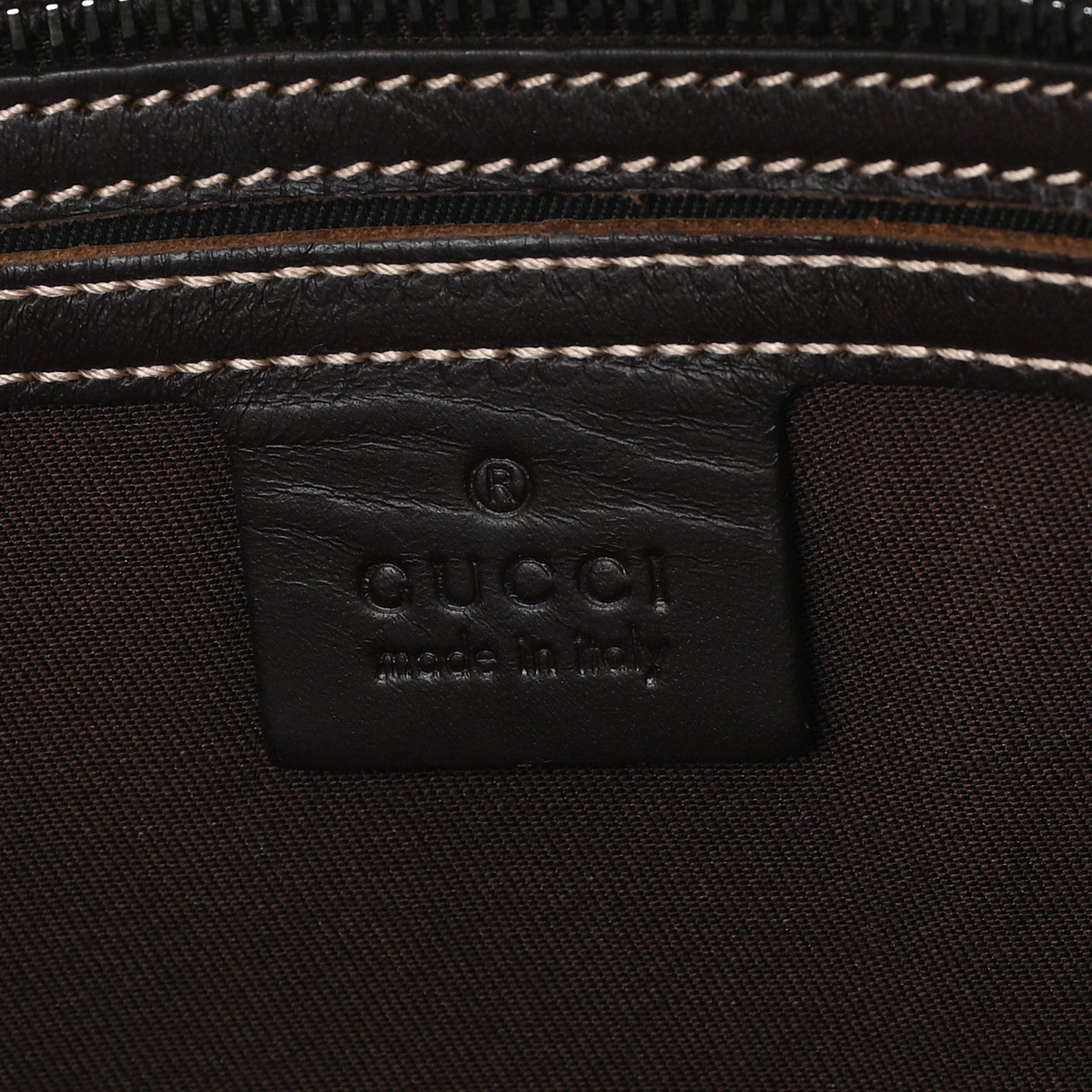 GG Supreme Monogram Medium Zippered Shopping Tote Dark Brown
