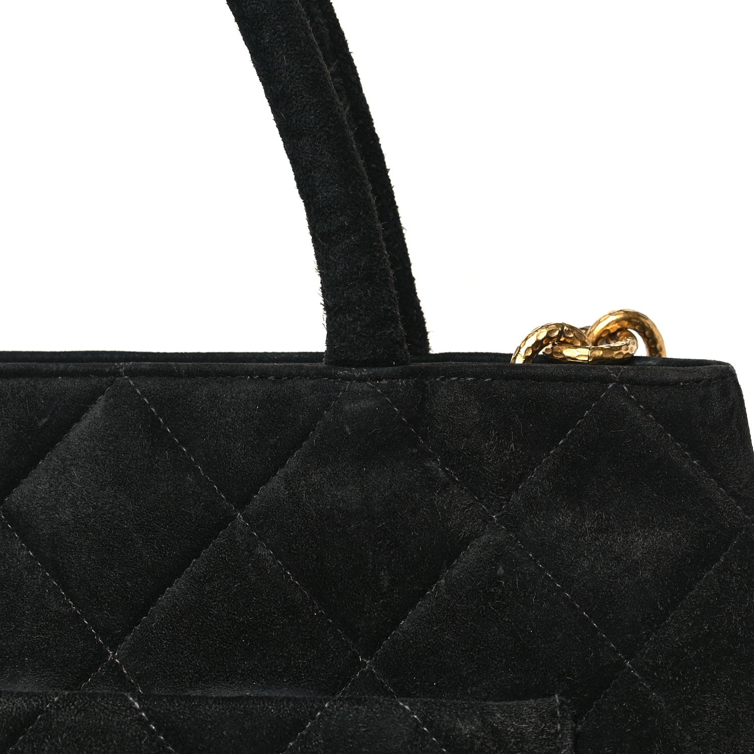 Suede Quilted Medallion Tote Black