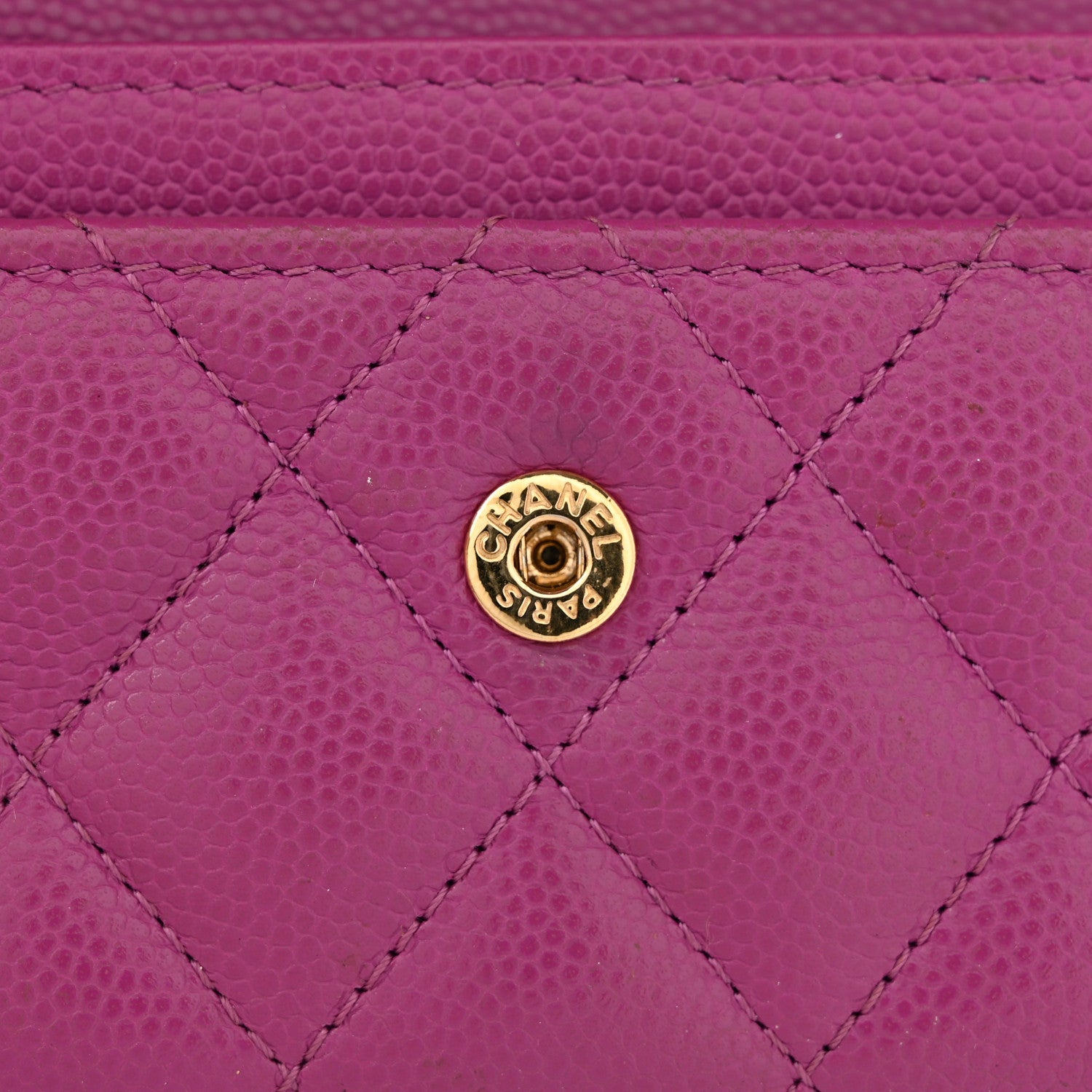 Caviar Quilted Textured CC Flap Card Holder Purple