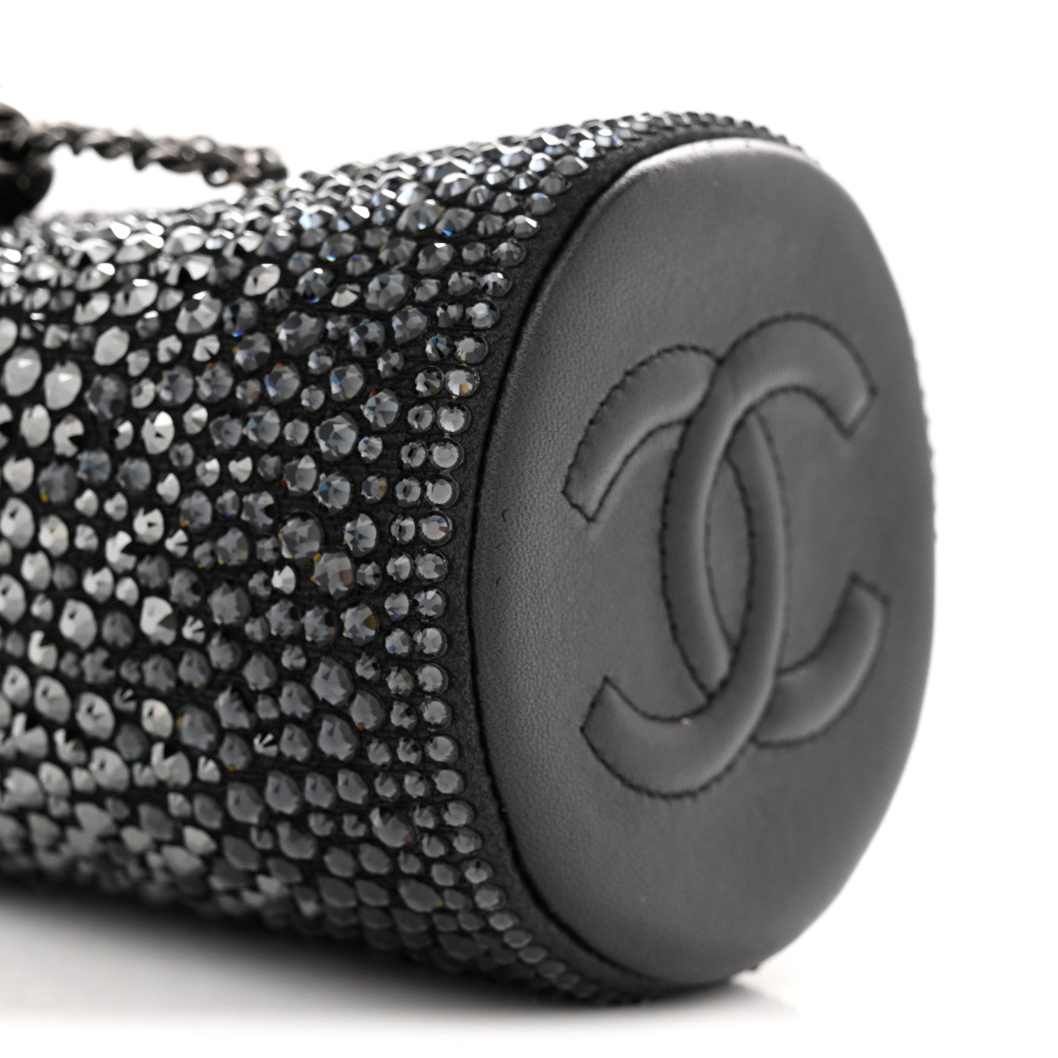 Strass Lambskin Mini Bucket Bag Black