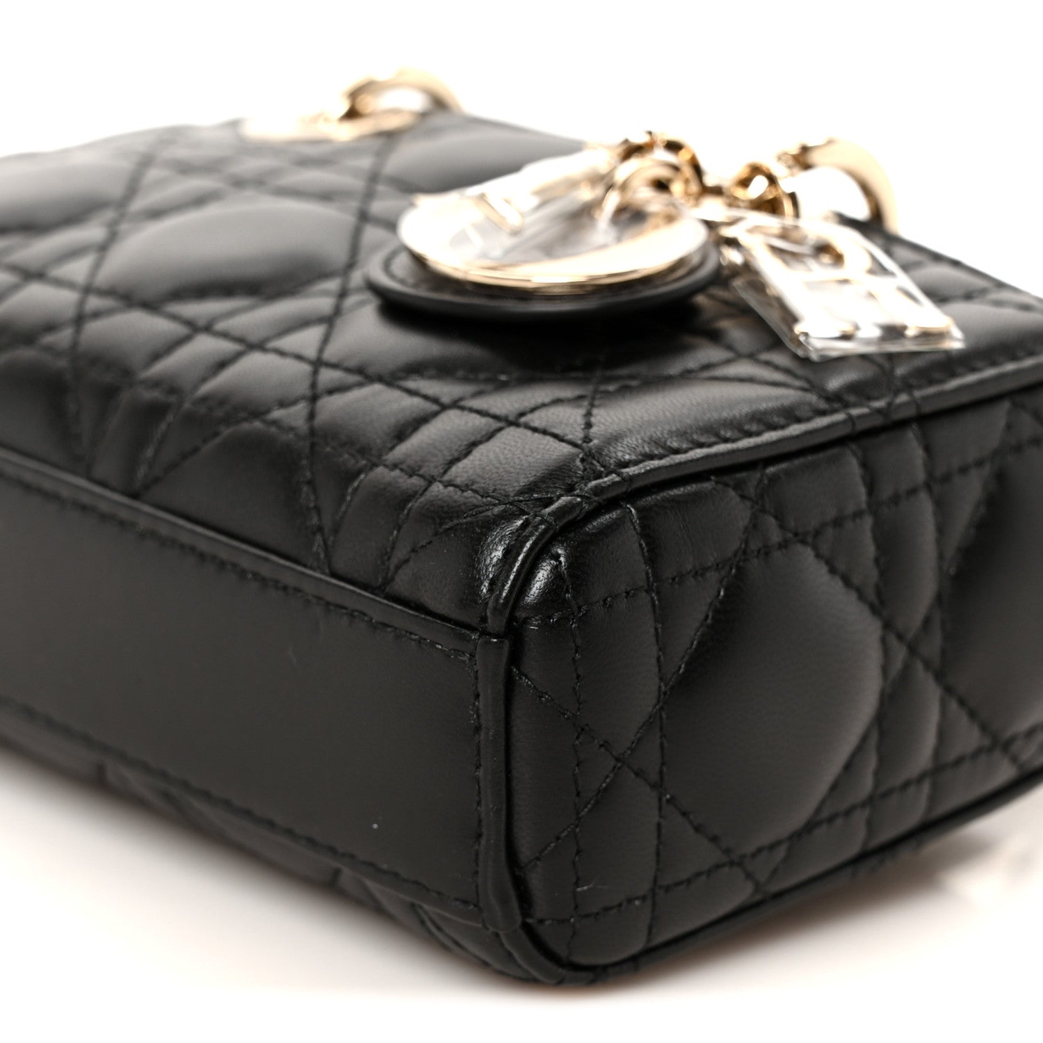 Patent Lambskin Cannage Micro Lady D-Joy Black