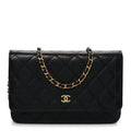 Caviar Quilted Wallet On Chain WOC Black Black
