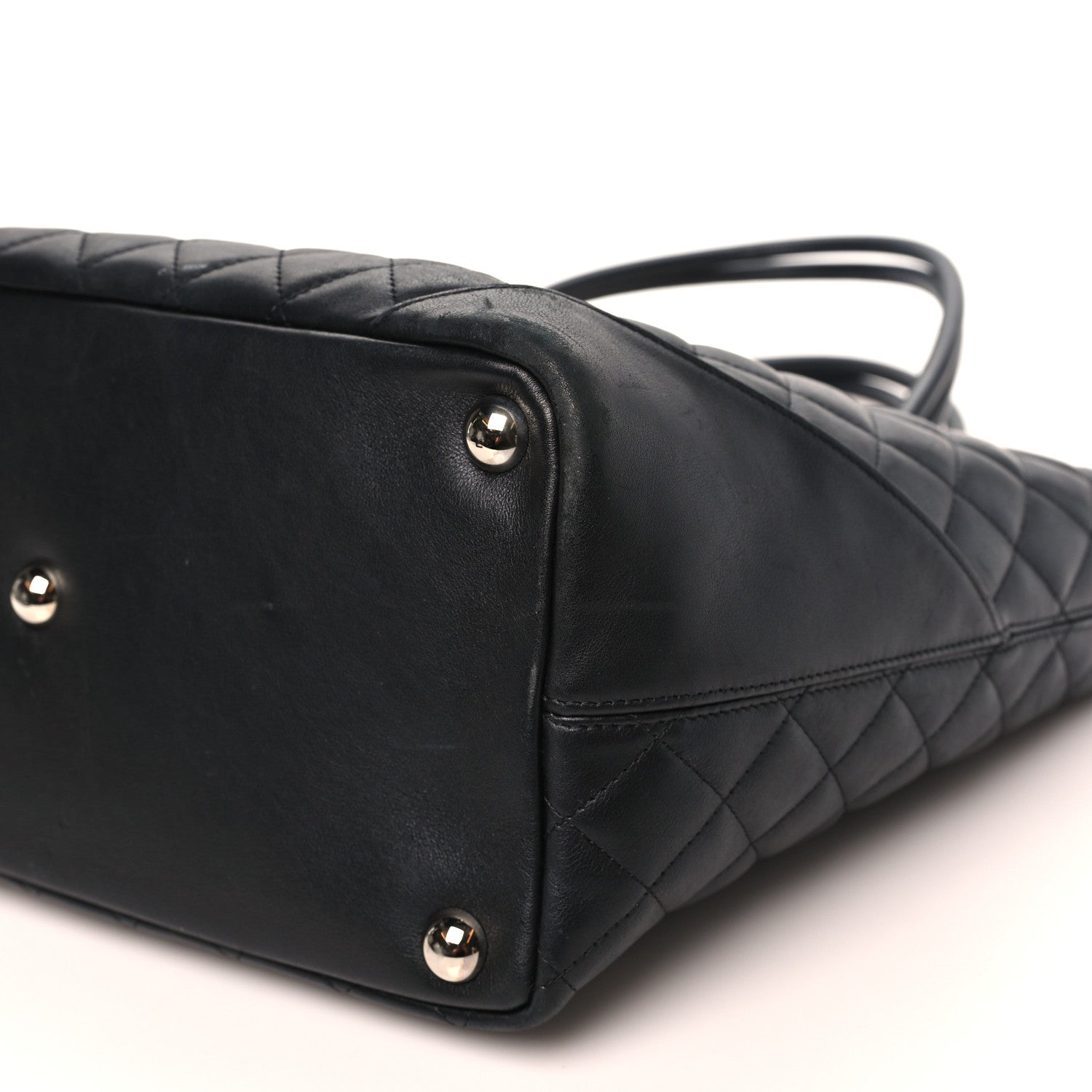 Calfskin Quilted Large Cambon Tote Black White