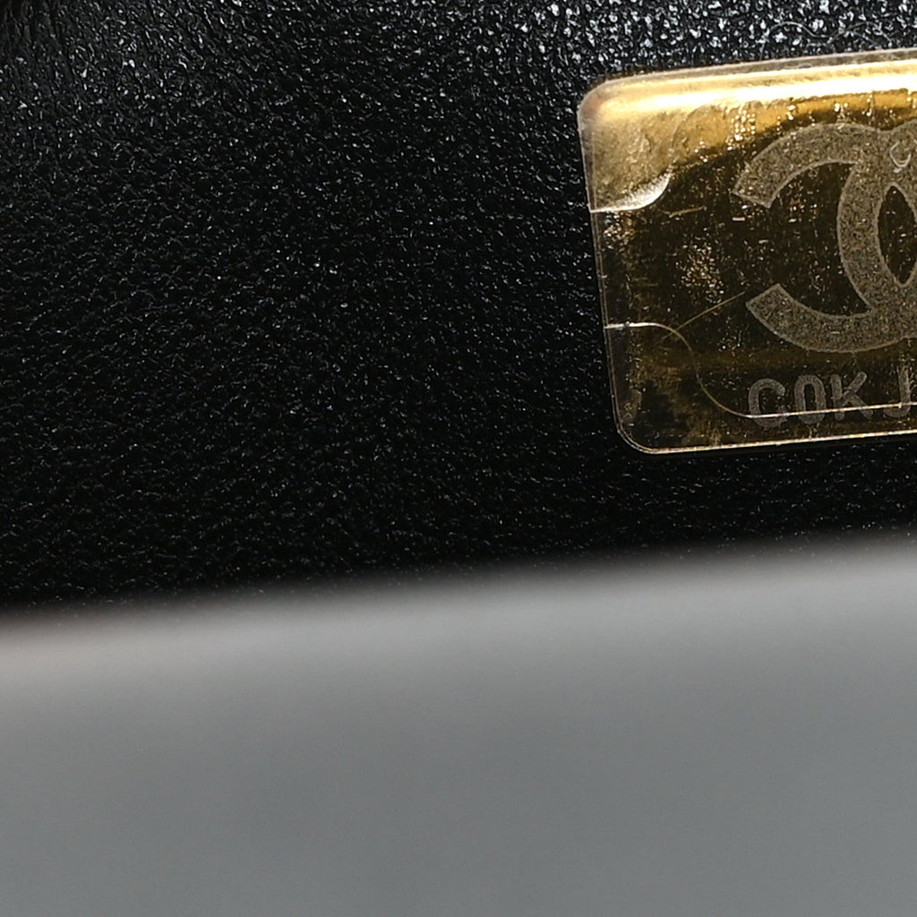 Caviar Quilted Mini Top Handle Rectangular Flap Black