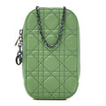 Lambskin Cannage Lady Dior Phone Holder Jade Green