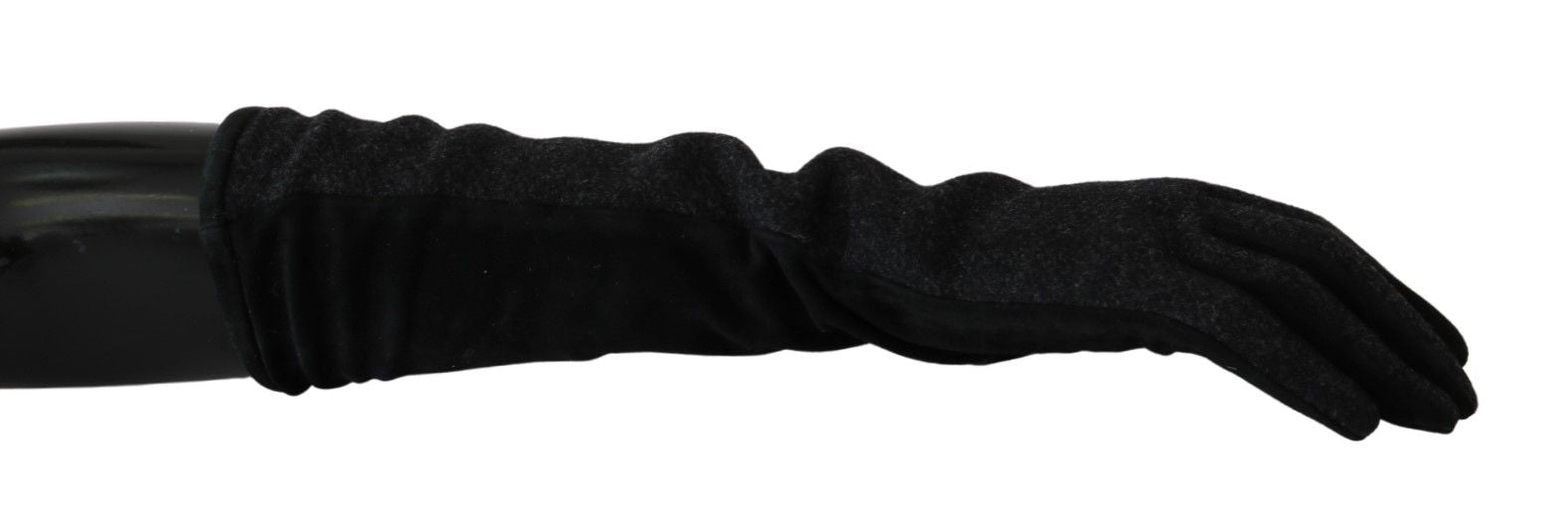 Dolce & Gabbana Black Gray Mid Arm Length Mittens Wool  Women's Gloves