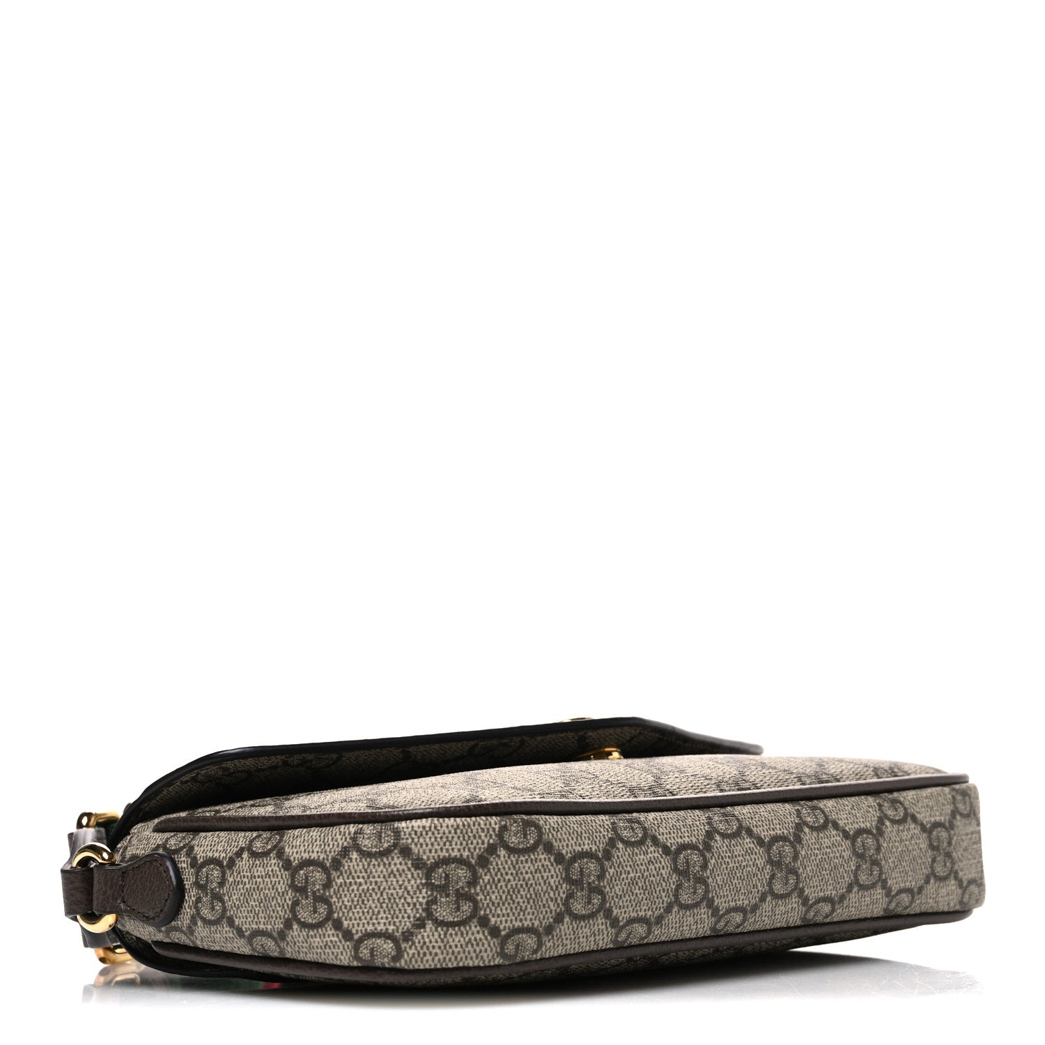 GG Supreme Monogram Textured Dollar Calfskin Web Mini Ophidia Envelope Shoulder Bag Beige Mystic White Oatmeal