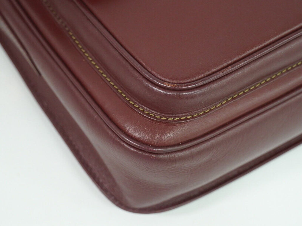 Cartier Must De Cartier Burgundy Leather Shoulder Bag (Authentic  )