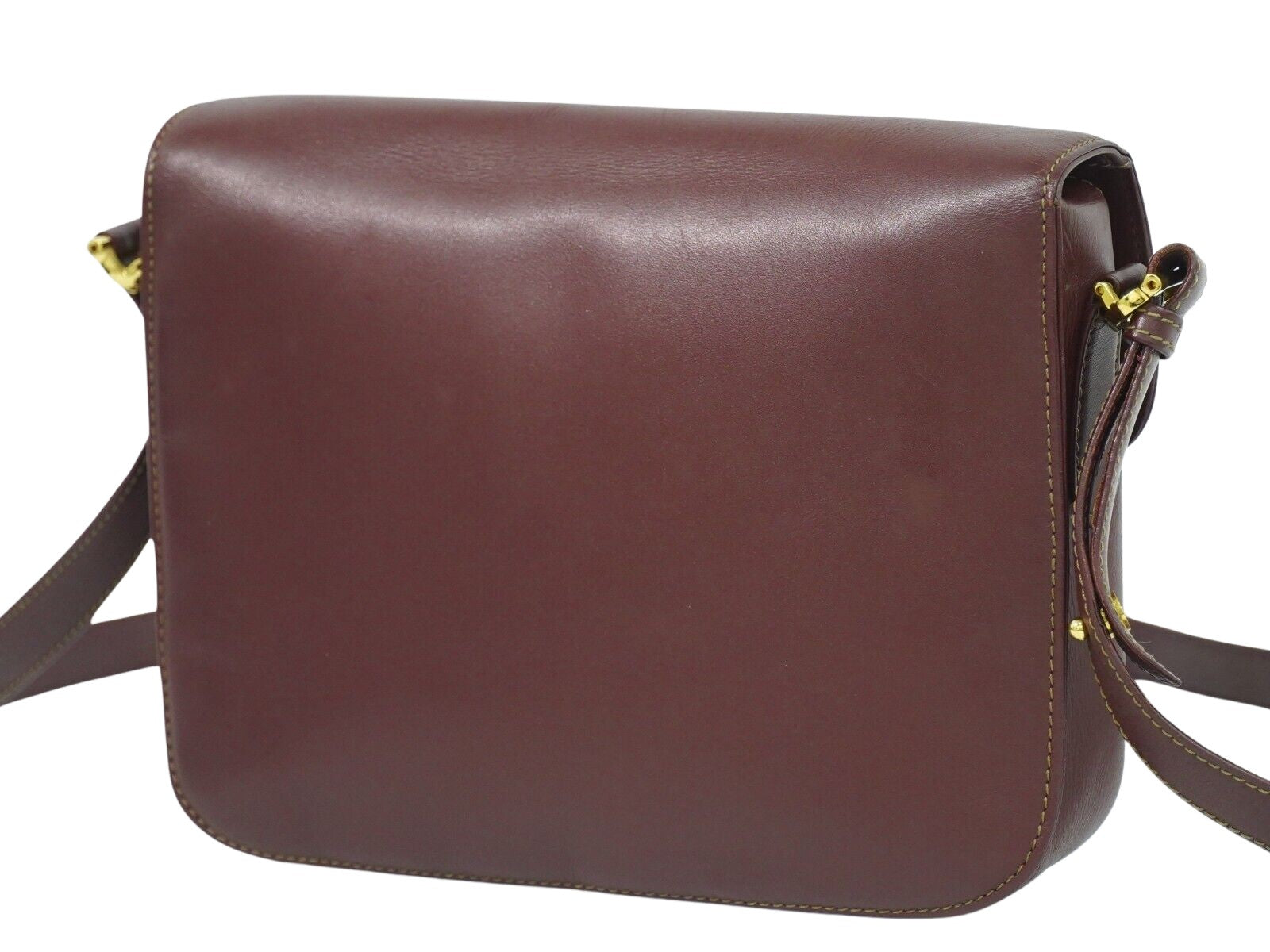 Cartier Must De Cartier Burgundy Leather Shoulder Bag (Authentic  )