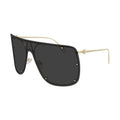 Alexander McQueen Sunglasses Shield Rimless, Gold Frame and Grey with Silver Mirror Lens AM0313S001