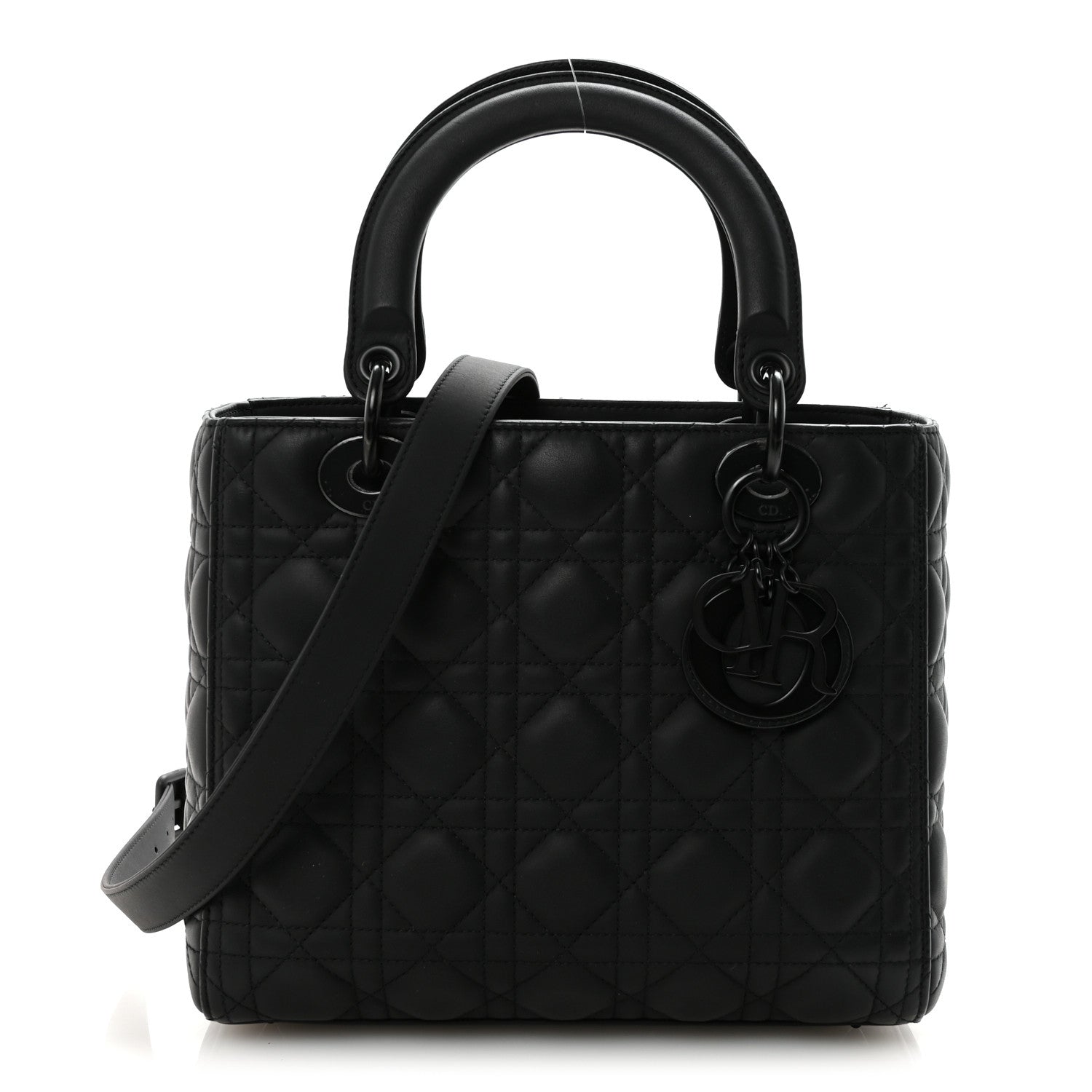 Ultra Matte Calfskin Cannage Medium Lady Dior Black