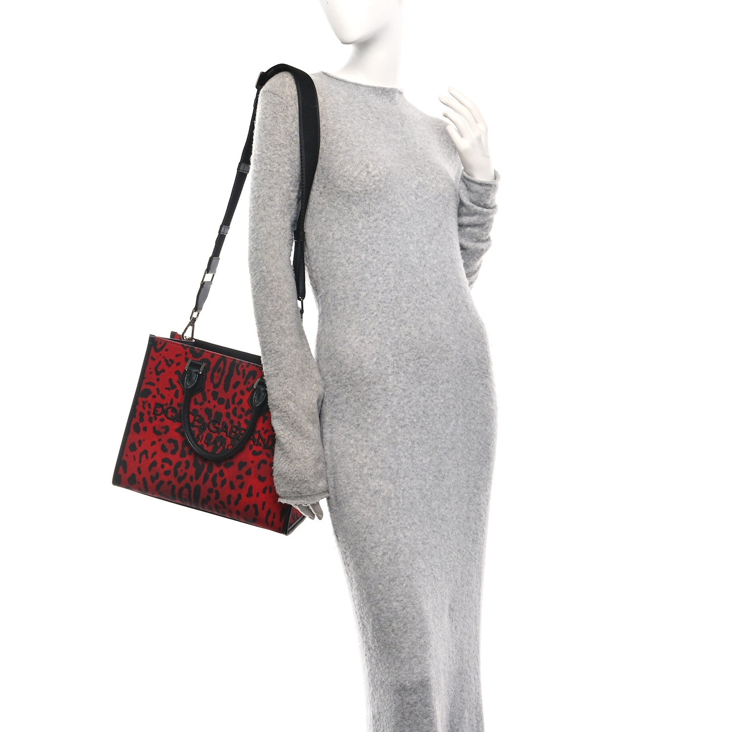 Dauphine Leopard Logo Market Bag Red Black