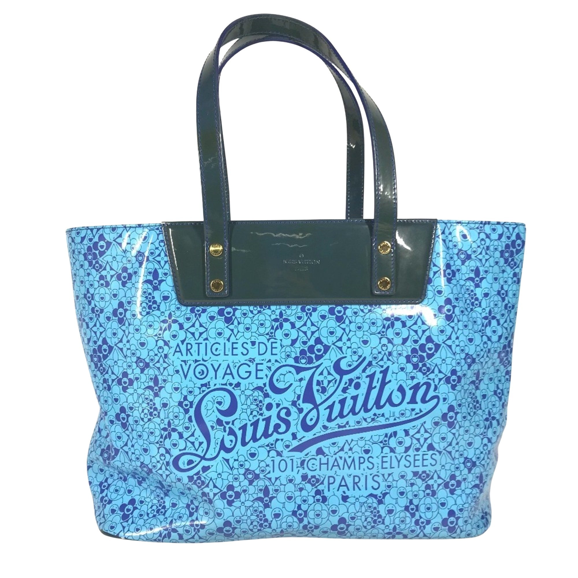 Louis Vuitton Blossom Tote Patent Leather Blue Patent_Leather Handbag (Authentic  )