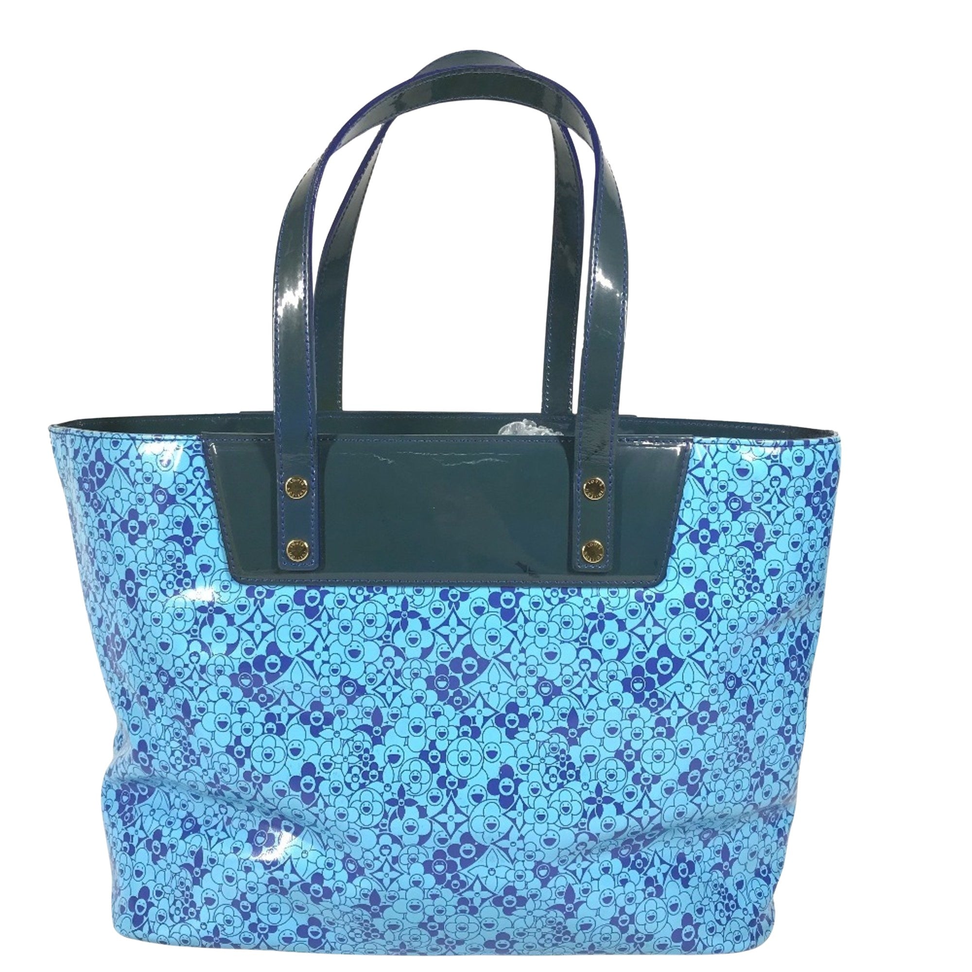 Louis Vuitton Blossom Tote Patent Leather Blue Patent_Leather Handbag (Authentic  )