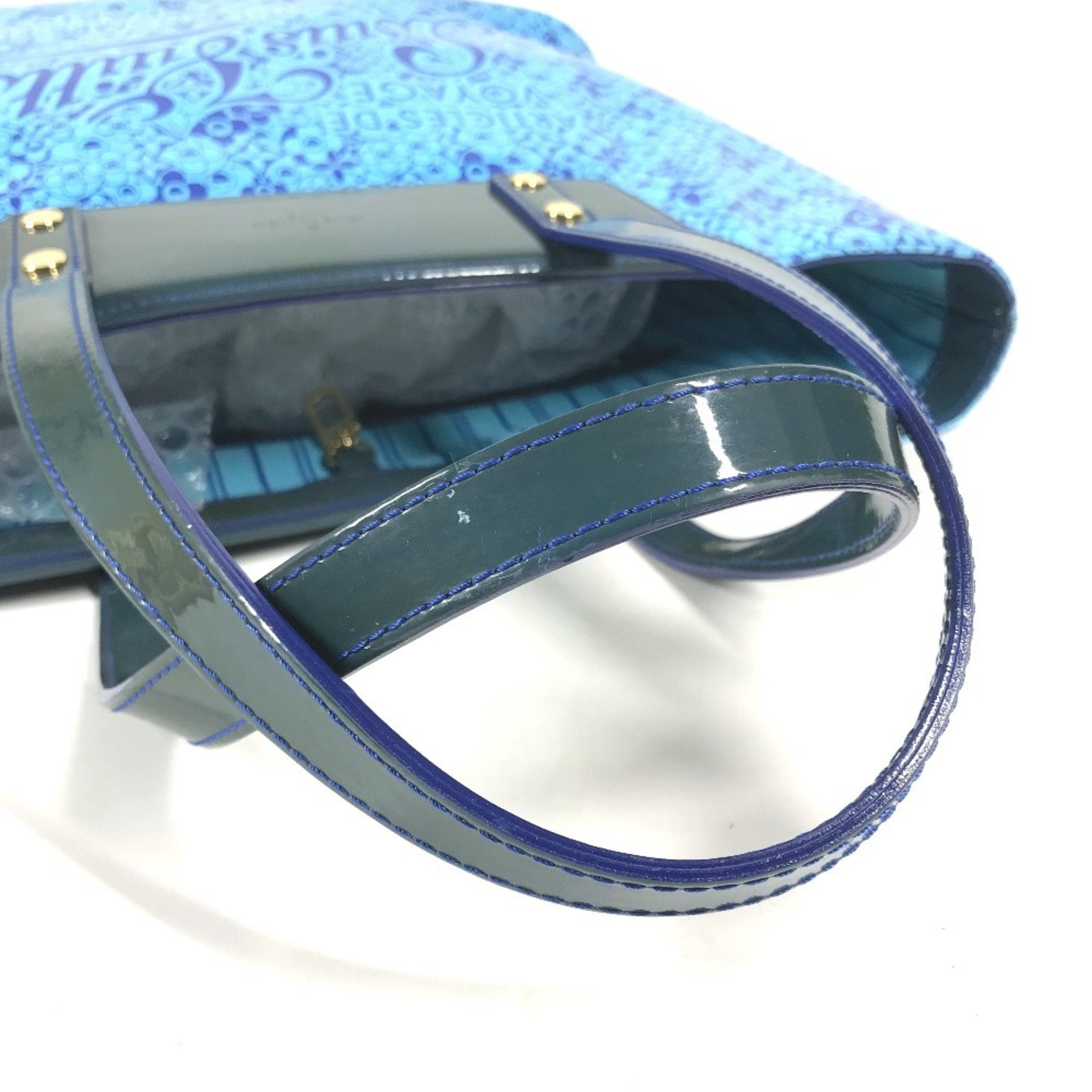 Louis Vuitton Blossom Tote Patent Leather Blue Patent_Leather Handbag (Authentic  )