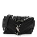 Grained Calfskin Matelasse Chevron Classic Monogram Baby Chain Bag Black