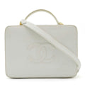 Chanel Caviar Skin Coco Mark 2way Handbag White A11265
