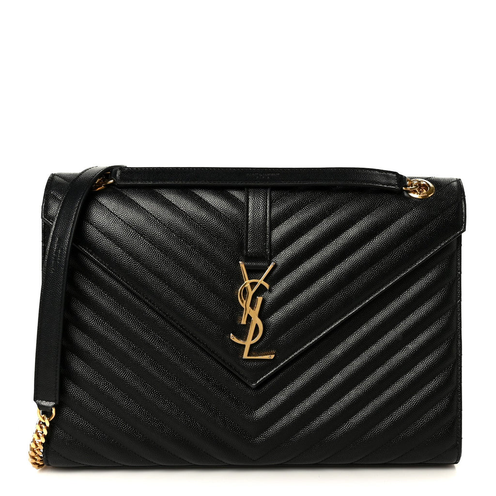 Grain De Poudre Matelasse Chevron Large Monogram Satchel Black
