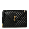 Grain De Poudre Matelasse Chevron Large Monogram Satchel Black