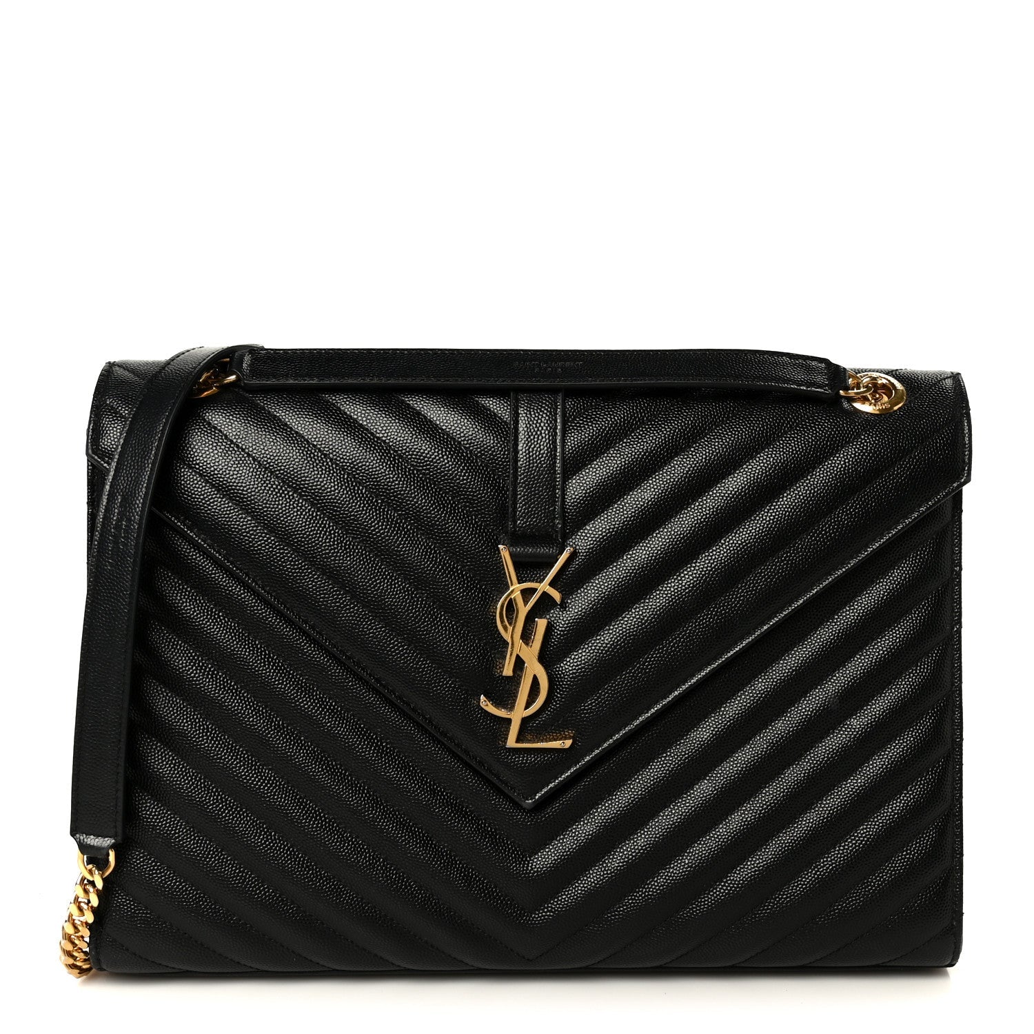 Grain De Poudre Matelasse Chevron Large Monogram Satchel Black
