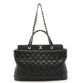 Chanel Leather Matelassé Portobello 2way Bag Black