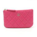 Chanel Lambskin Matelasse Coco Mark Mini Coin Case Pink Silver Hardware A69523