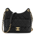 Caviar Quilted Wavy CC Hobo Black