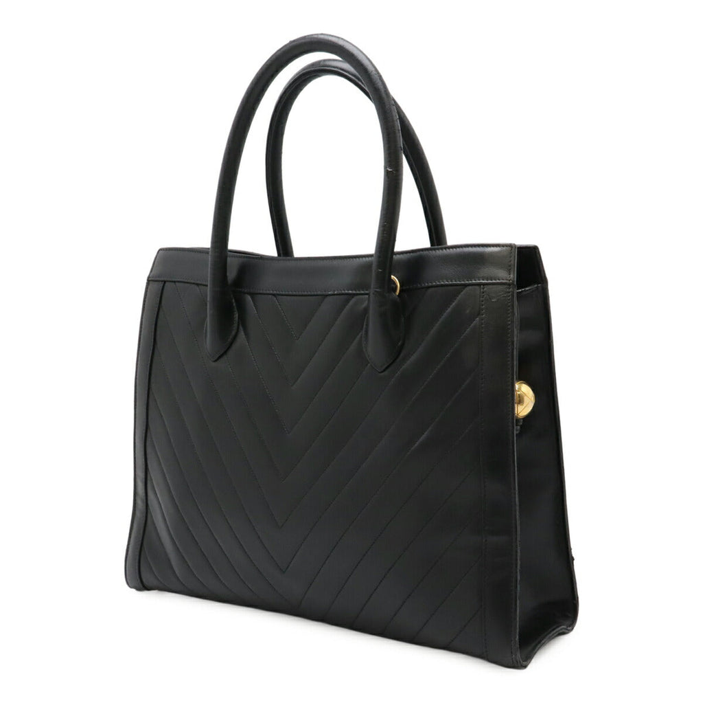 Chanel Chevron V Stitch Leather Handbag