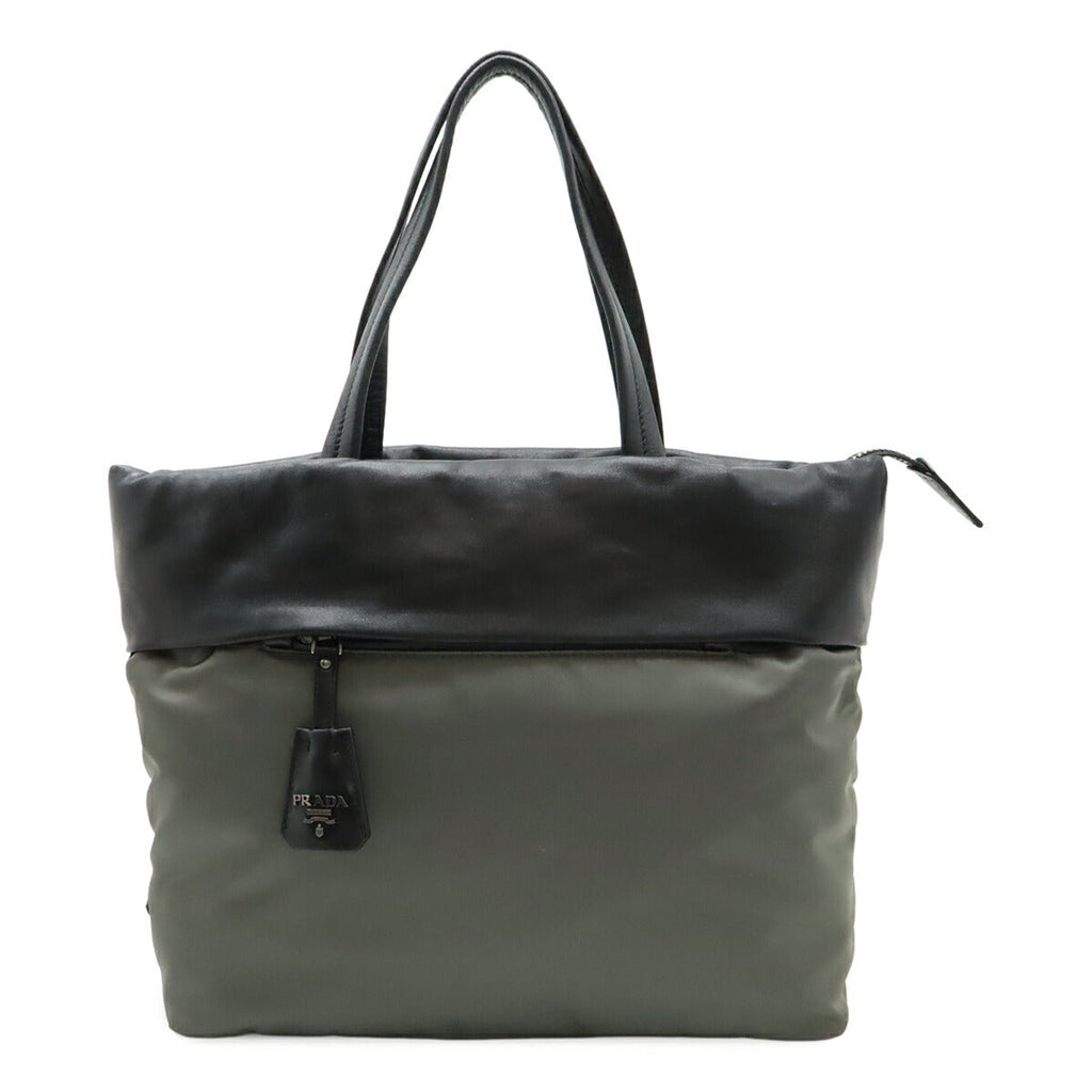 Prada 1BG047 Nylon Nappa Leather 2way Tote Bag
