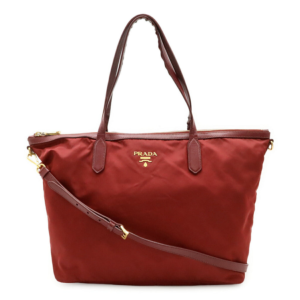 Prada 2way Nylon Leather Tote Bag