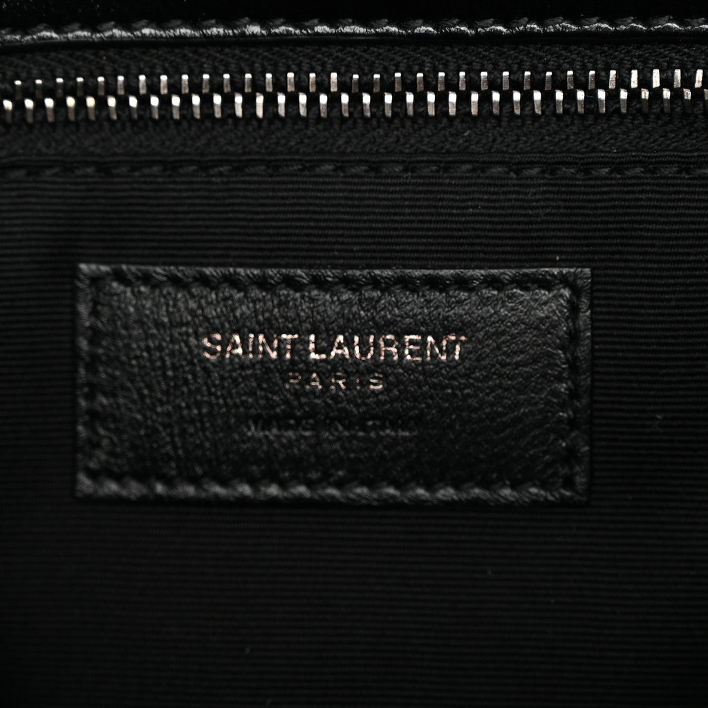 Crinkled Calfskin Matelasse Monogram Medium Niki Chain Satchel Black