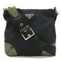 Prada Triangle Logo Nylon Patent Leather Shoulder Bag