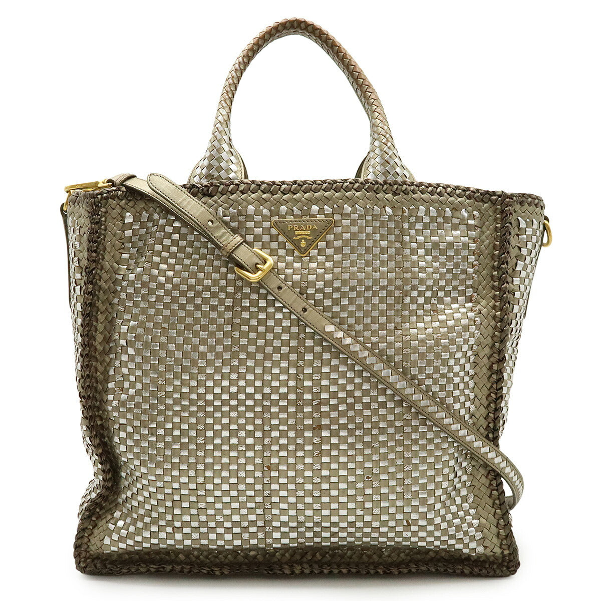 Prada MADRAS Leather 2way Tote Bag