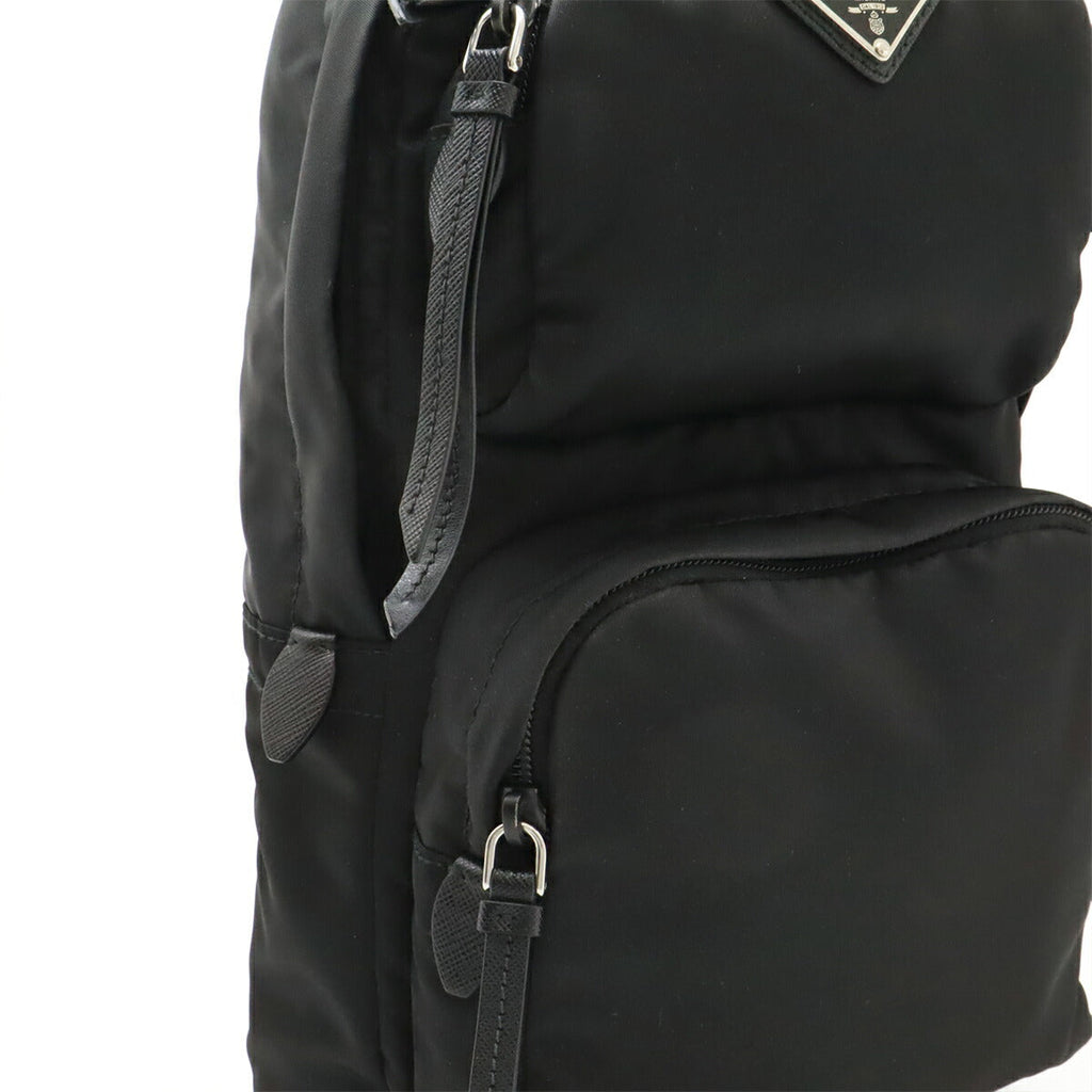 Prada Triangle Logo Nylon Leather Shoulder Bag