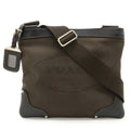 Prada Logo Jacquard Canvas Leather Shoulder Bag