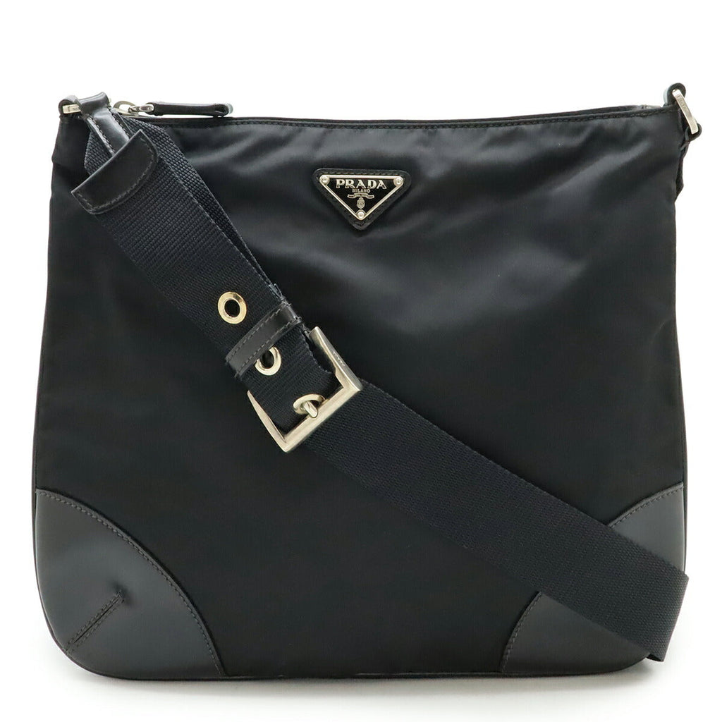 Prada Triangle Logo Nylon Leather Shoulder Bag