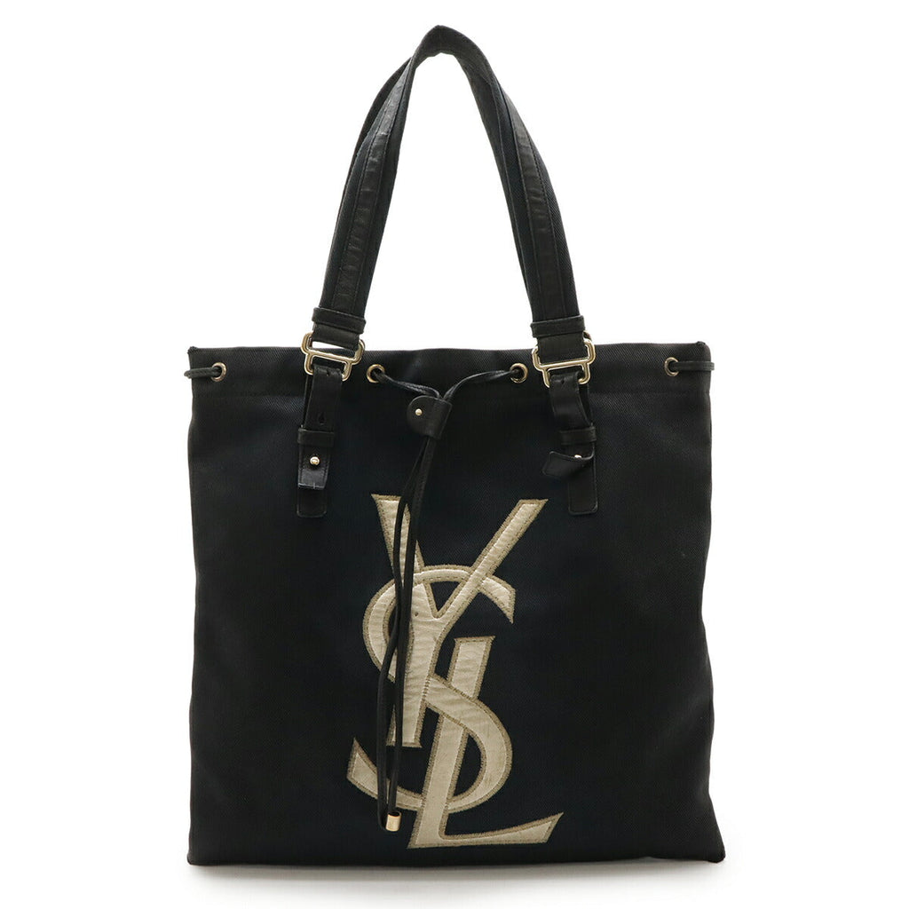 Yves Saint Laurent Kahala Rive Gauche Canvas Leather Tote Bag