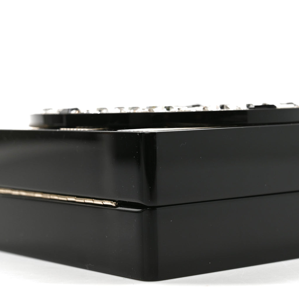 Plexiglass Strass Mosaic No 5 Minaudiere Clutch Black Gold