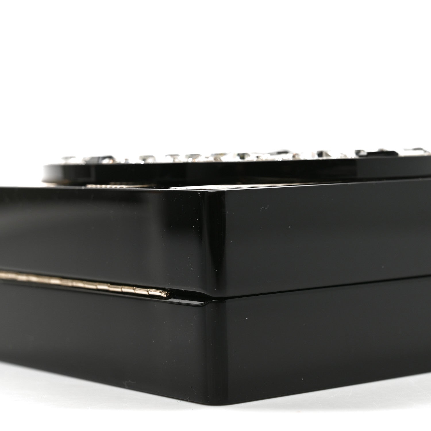Plexiglass Strass Mosaic No 5 Minaudiere Clutch Black Gold