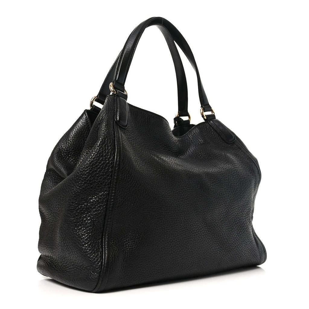 Pebbled Calfskin Medium Soho Chain Shoulder Bag Black