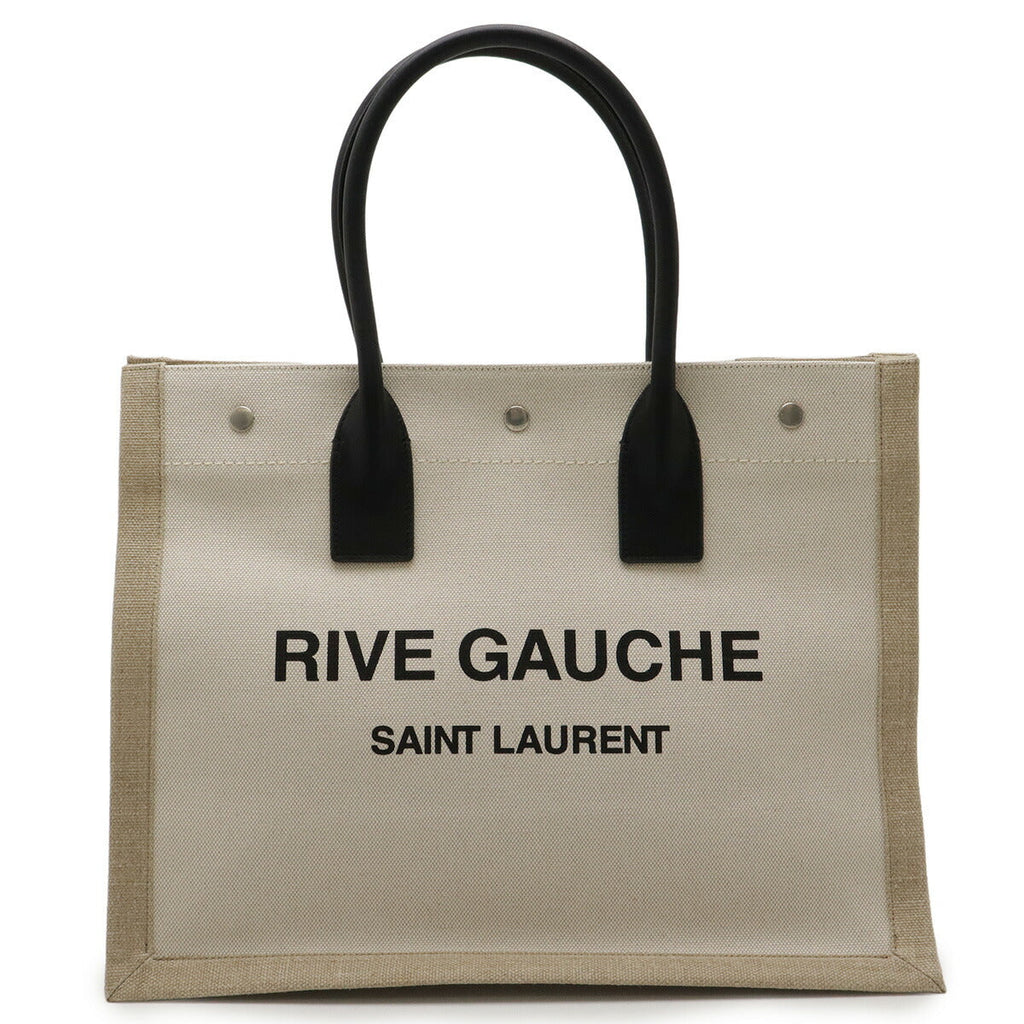 Saint Laurent Rive Gauche Canvas Leather Tote Bag