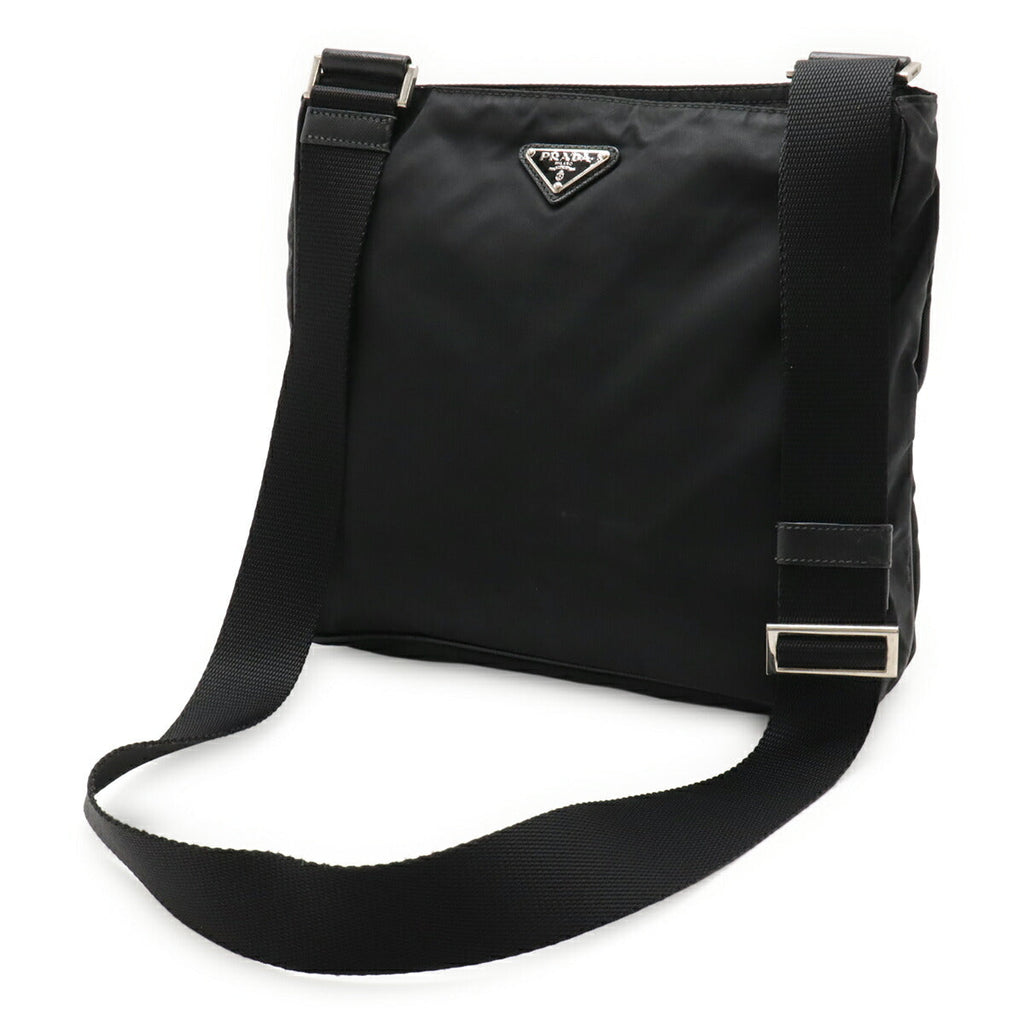 Prada Triangle Logo Nylon Leather Shoulder Bag