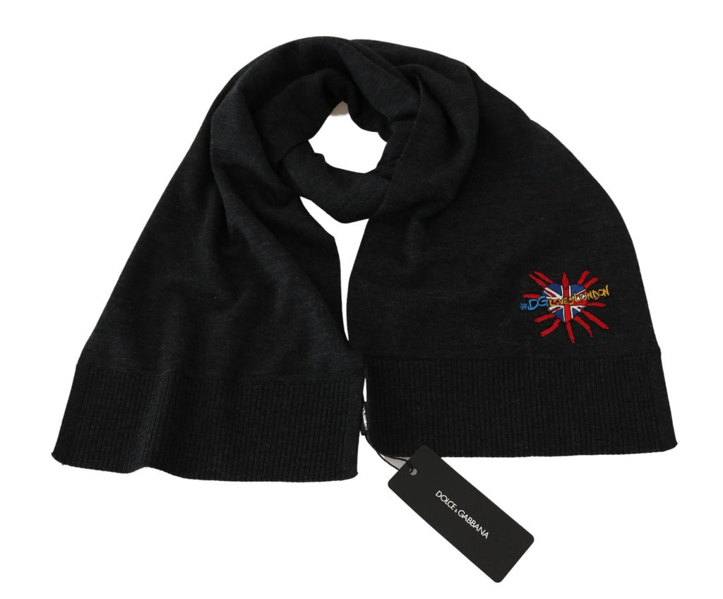 Dolce & Gabbana Gray #DGLovesLondon Wrap Shawl Wool Men's Scarf